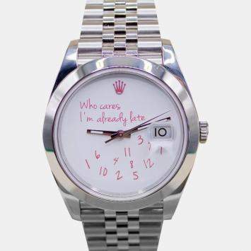 Rolex White Stainless Steel Datejust Automatic Men's Wristwatch 41 mm 
