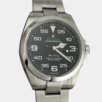 Rolex Black Stainless Steel Air-King 126900 Automatic Men's Wristwatch 40 mm
