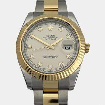 Rolex White Diamond 18k Yellow Gold Stainless Steel Datejust II 126301 Automatic Men's Wristwatch 41 mm