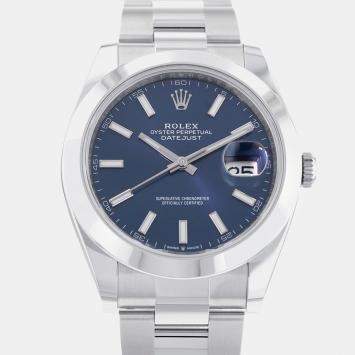 Rolex Blue Stainless Steel Datejust 126300 Automatic Men's Wristwatch 41 mm
