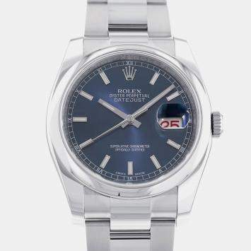 Rolex Blue Stainless Steel Datejust 116200 Automatic Men's Wristwatch 36 mm