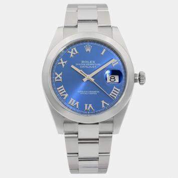 Rolex Blue Stainless Steel Datejust 126300 Automatic Men's Wristwatch 41 mm