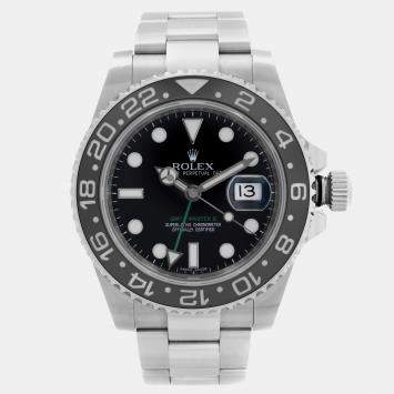 Rolex Black Stainless Steel GMT Master II Automatic Men's Wristwatch 40 mm