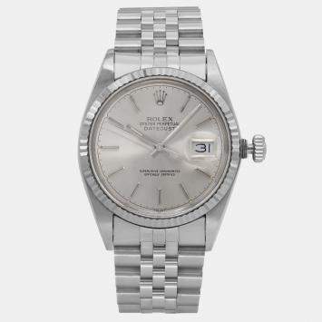 Rolex Silver Stainless Steel Datejust 16014 Automatic Men's Wristwatch 36 mm