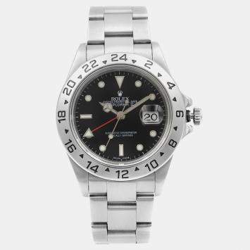 Rolex Black Stainless Steel Explorer II 16570 Automatic Men's Wristwatch 40mm
