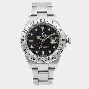 Rolex Black Stainless Steel Explorer II 16570 Automatic Men's Wristwatch 40mm