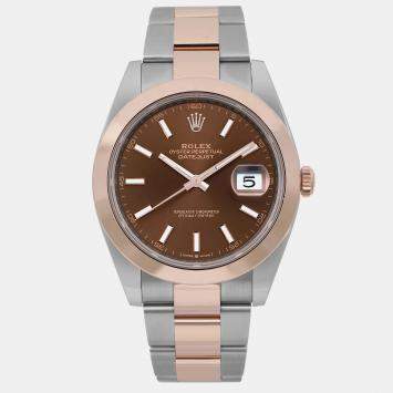 Rolex Chocolate 18K Rose Gold Stainless Steel Datejust 126301 Automatic Men's Wristwatch 41mm