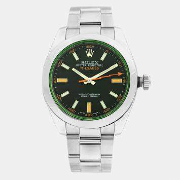Rolex Black Stainless Steel Milgauss 116400GV Automatic Men's Wristwatch 40mm