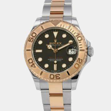 Rolex Black 18K Rose Gold Stainless Steel Yacht-Master 268621 Automatic Men's Wristwatch 37mm