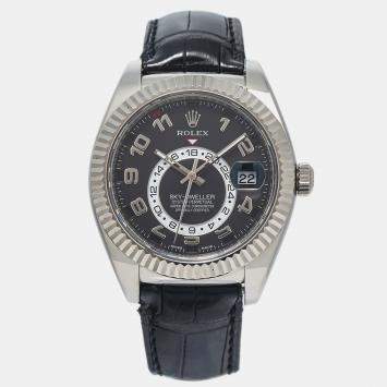 Rolex Black White Gold 326139 Sky-Dweller Automatic Men's Wristwatch 42mm