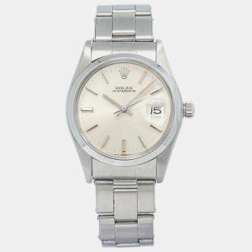 Rolex Cream Stainless Steel Oysterdate Precision 6694 Men's Wristwatch 34mm