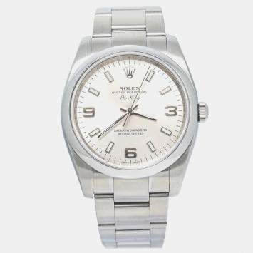 Rolex Silver Stainless Steel Air-King 114200 Automatic Men's Wristwatch 34mm