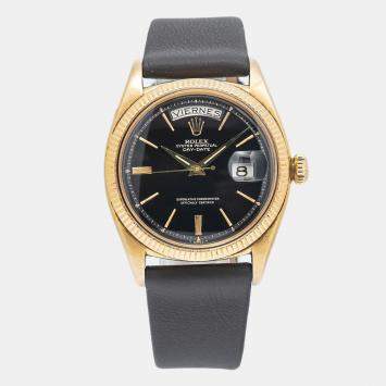 Rolex Day-Date 6611B Automatic Black 18K Rose Gold Men's Wristwatch 36MM