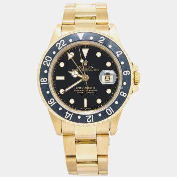 Rolex Black 18K Yellow Gold GMT-Master II 16718 Automatic Men's Wristwatch 40mm