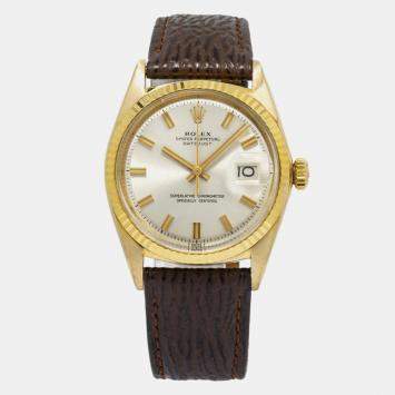Rolex Datejust 1601 Automatic Silver 18K Yellow Gold Men's Wristwatch 36mm