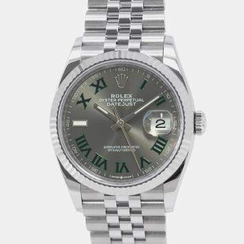 Rolex Datejust 126234 Automatic Grey 18k White Gold Stainless Steel Men's Wristwatch 36 mm