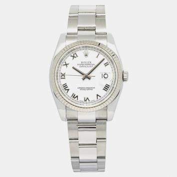Rolex Date Just 116234 Automatic White Stainless Steel Men's Wristwatch 37 mm
