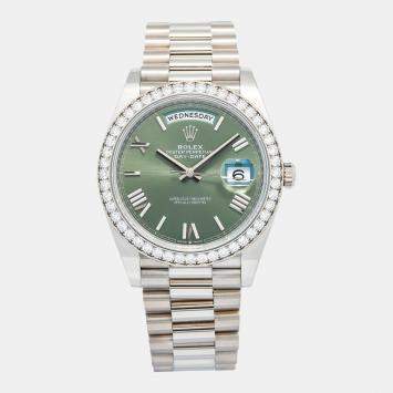Rolex Day-Date 228349 Automatic Olive Green 18k White Gold Men's Wristwatch 40 mm