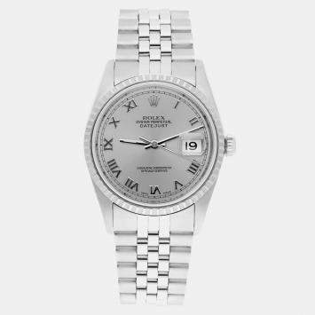 Pre Owned Rolex Datejust 16220 Automatic Silver Stainless Steel Men's Wristwatch 36 mm