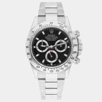 Pre Owned Rolex Cosmograph Daytona 116520 Automatic Black Stainless Steel Men's Wristwatch 40 mm