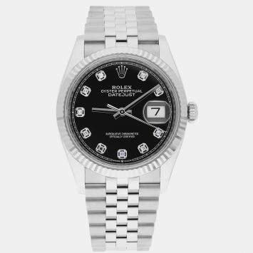 Pre Owned Rolex Datejust 126234 Automatic Black Stainless Steel Men's Wristwatch 36 mm