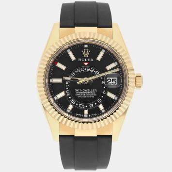 Pre Owned Rolex Sky-Dweller 336238 Automatic Black 18k Yellow Gold Men's Wristwatch 42 mm