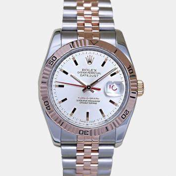 Pre Owned Rolex Datejust 116261 Automatic Silver 18k Rose Gold Stainless Steel Men's Wristwatch 36 mm