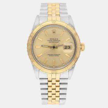 Pre Owned Rolex Datejust 16253 Automatic Champagne 18k Yellow Gold Stainless Steel Men's Wristwatch 36 mm