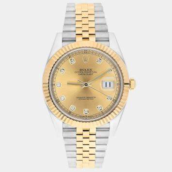 Rolex Datejust 126333-0012 Automatic Champagne 18k Yellow Gold Stainless Steel Diamond Men's Wristwatch 41 mm