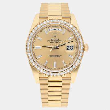 Rolex Day-Date 228348RBR Automatic Champagne 18k Yellow Gold Men's Wristwatch 40 mm