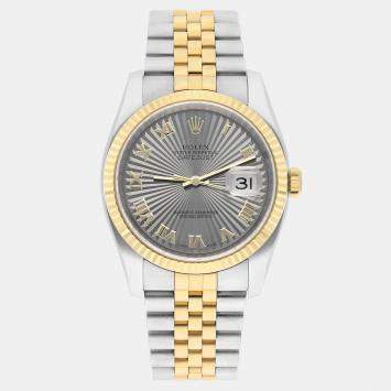 Pre Owned Rolex Datejust 116233 Automatic Silver 18k Yellow Gold Stainless Steel Men's Wristwatch 36 mm