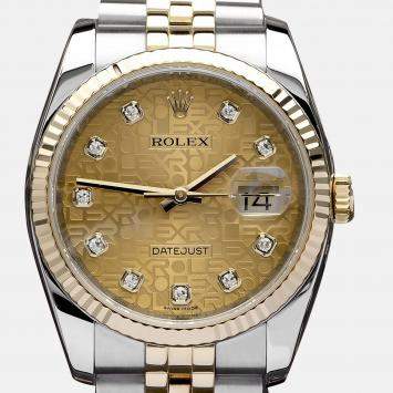 Pre Owned Rolex Datejust 116233 Automatic Champagne 18k Yellow Gold Stainless Steel Men's Wristwatch 36 mm
