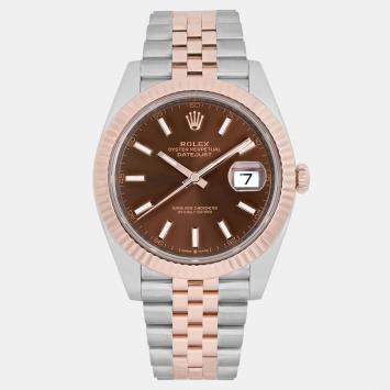 Pre Owned Rolex Datejust 126331 Automatic Chocolate Dial Stainless Steel 18k Rose Gold Men's Wristwatch 41 mm