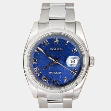 Pre Owned Rolex Datejust 116200 Automatic Blue Stainless Steel Men's Wristwatch 36 mm