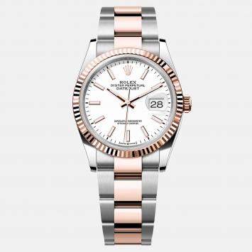 Pre Owned Rolex Datejust 126231 Automatic White 18K Rose Gold Stainless Steel Men’s Wristwatch 36 mm
