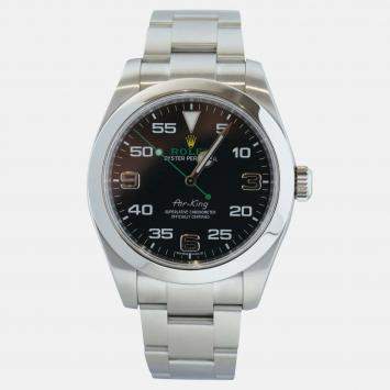 Pre Owned Rolex Air-King 116900 Automatic Black Stainless Steel Men's Wristwatch 40 mm