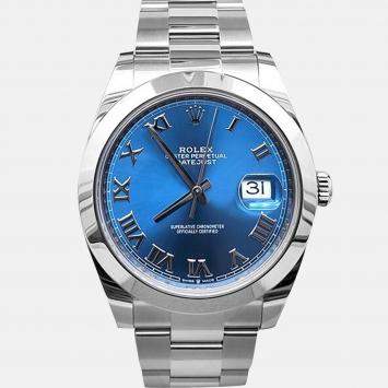 Pre Owned Rolex Datejust 126300 Automatic Blue Stainless Steel Men's Wristwatch 41 mm