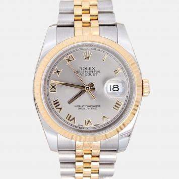 Pre Owned Rolex Datejust 116233 Automatic Slate 18K Yellow Gold Stainless Steel Men's Wristwatch 36 mm