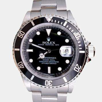 Pre Owned Rolex Submariner Date 16610 Automatic Black Stainless Steel Men’s Wristwatch 40 mm