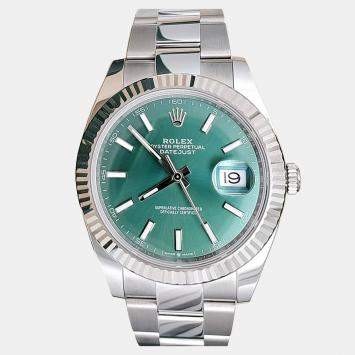 Pre Owned Rolex Datejust 126334 Automatic Mint Green 18K White Gold Men’s Wristwatch 41 mm