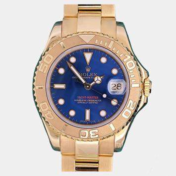 Pre Owned Rolex Yacht Master 68628 Automatic Blue 18K Yellow Gold Men’s Wristwatch 35 mm