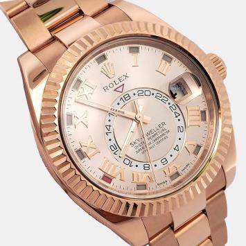 Pre Owned Rolex Sky Dweller 326935 Automatic Sundust 18K Rose Gold Men’s Wristwatch 42 mm
