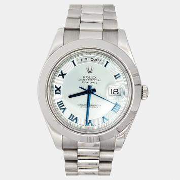 Pre Owned Rolex Day-Date II 218206 Automatic Ice Blue Platinum Men’s Wristwatch 40 mm