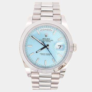 Pre Owned Rolex President Day-Date 218206 Automatic Ice Blue Platinum Men’s Wristwatch 40 mm