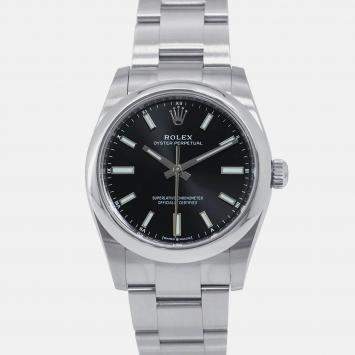 Pre Owned Rolex Oyster Perpetual 124200 Automatic Black Stainless Steel Men's Wristwatch 34 mm