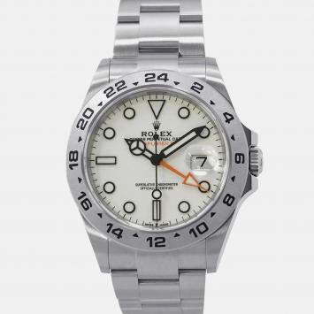 Pre Owned Rolex Explorer II 226570 Automatic White Stainless Steel Men's Wristwatch 42 mm