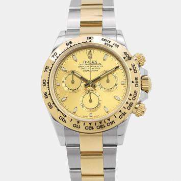 Pre Owned ساعة يد رجالية رولكس كوزموغراف دايتونا 116503 أوتوماتيك شامبانيا ذهب أصفر عيار 18 وفولاذ مقاوم للصدأ 40 مم