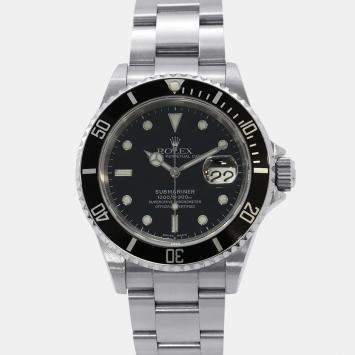 Pre Owned Rolex  Submariner 16610 Automatic Black Stainless Steel Men's Wristwatch 40 mm