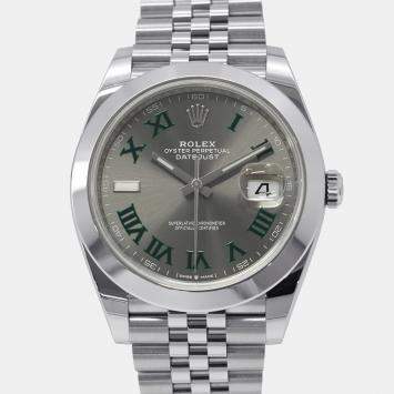 Pre Owned Rolex Datejust 126300 Automatic Grey Stainless Steel Men's Wristwatch 41 mm