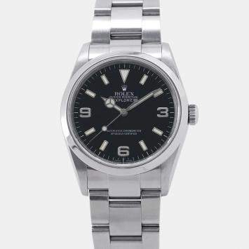 Pre Owned Rolex Explorer 114270 Automatic Black Stainless Steel Men's Wristwatch 36 mm